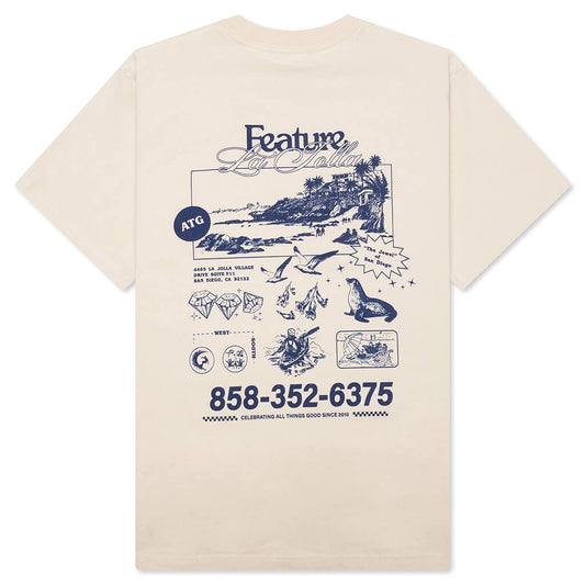 Coastal Tee - Oat Meal/Blue