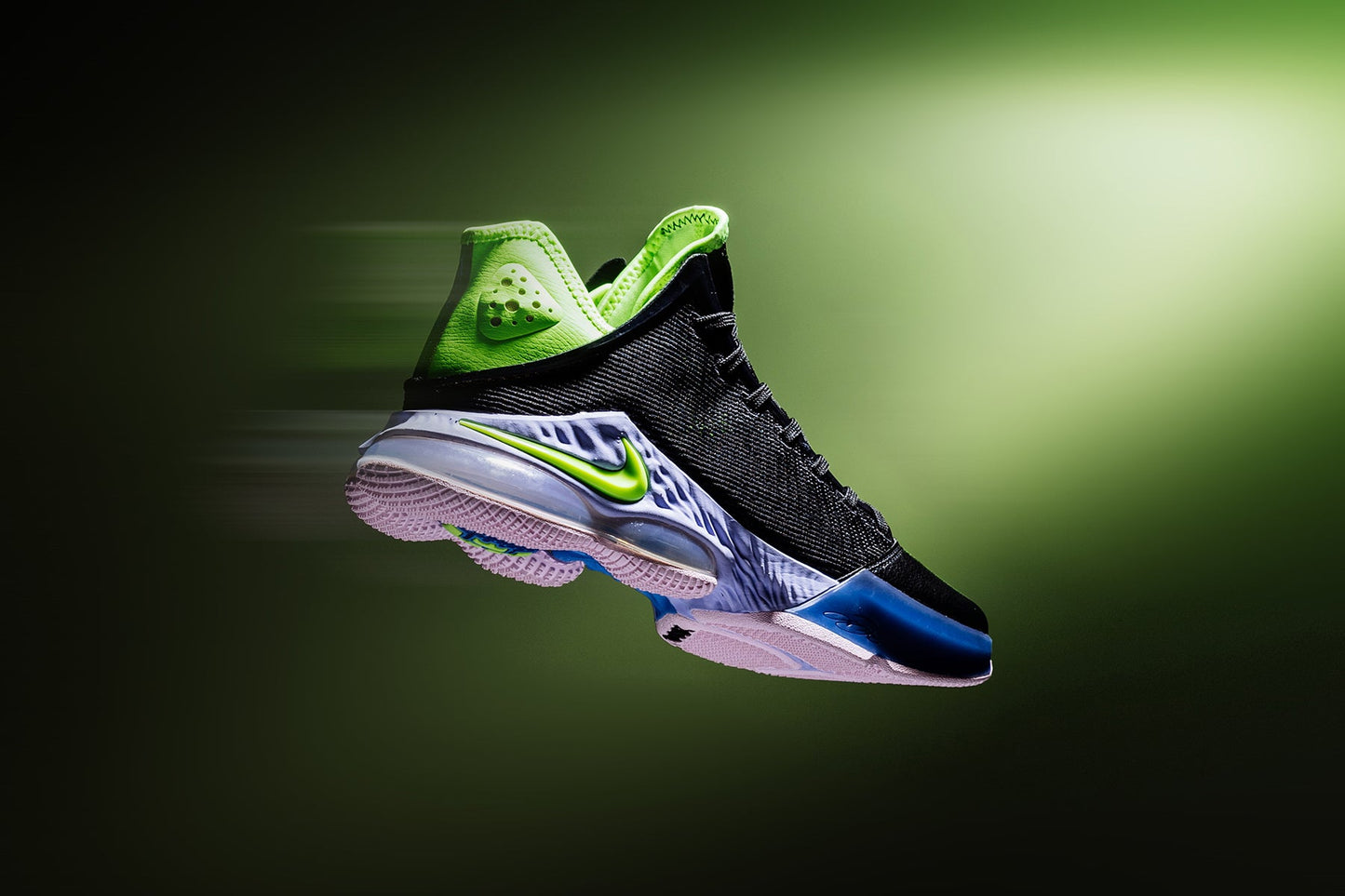 LeBron 19 Low - Black/Ghost Green/Purple Pulse