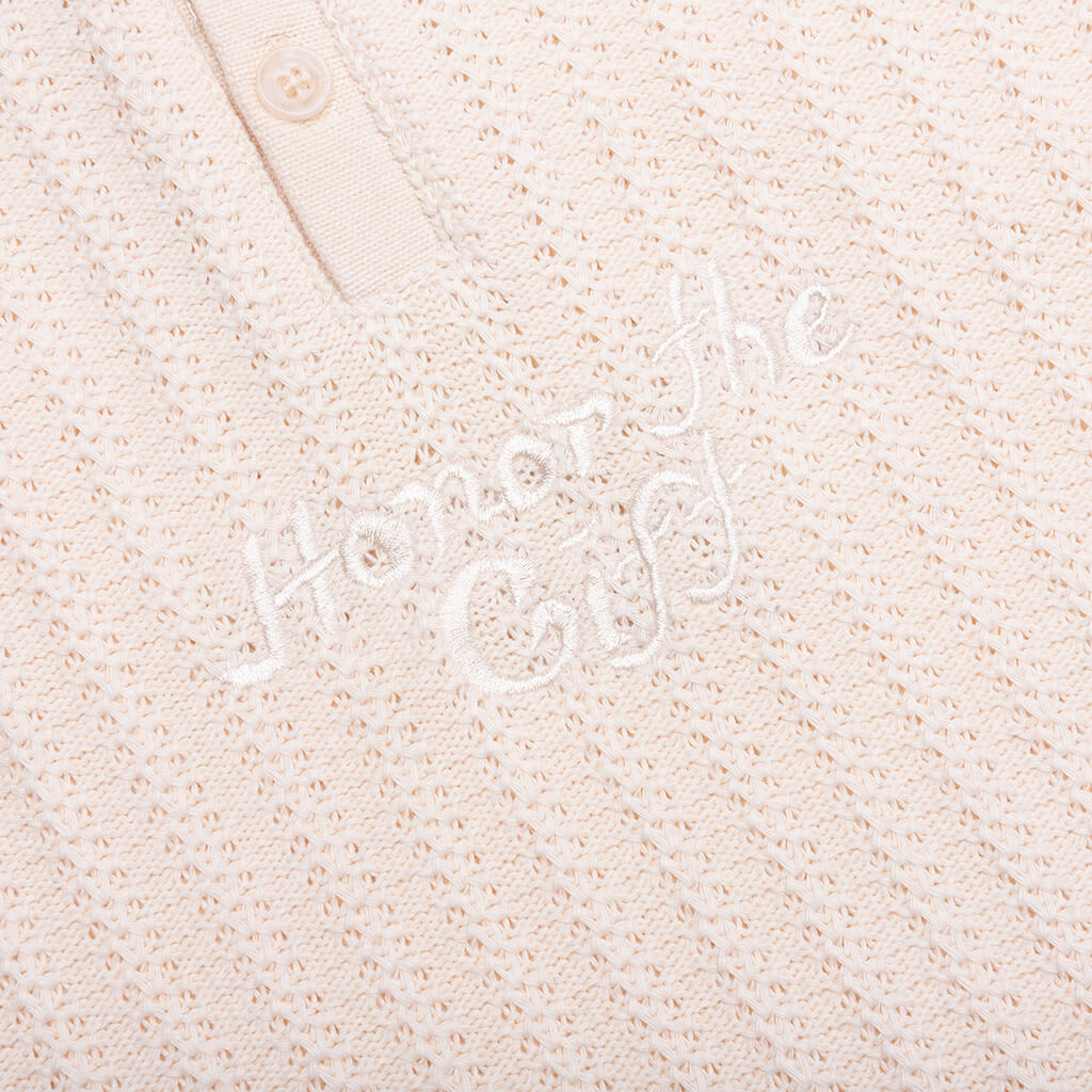 Long Sleeve Knit Polo - Bone