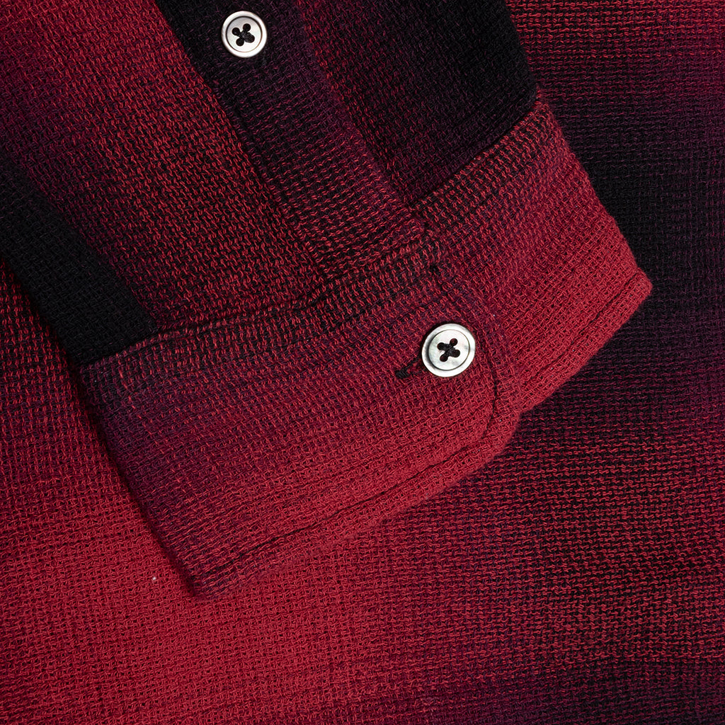 Loose Weave Plaid Shirt - Red