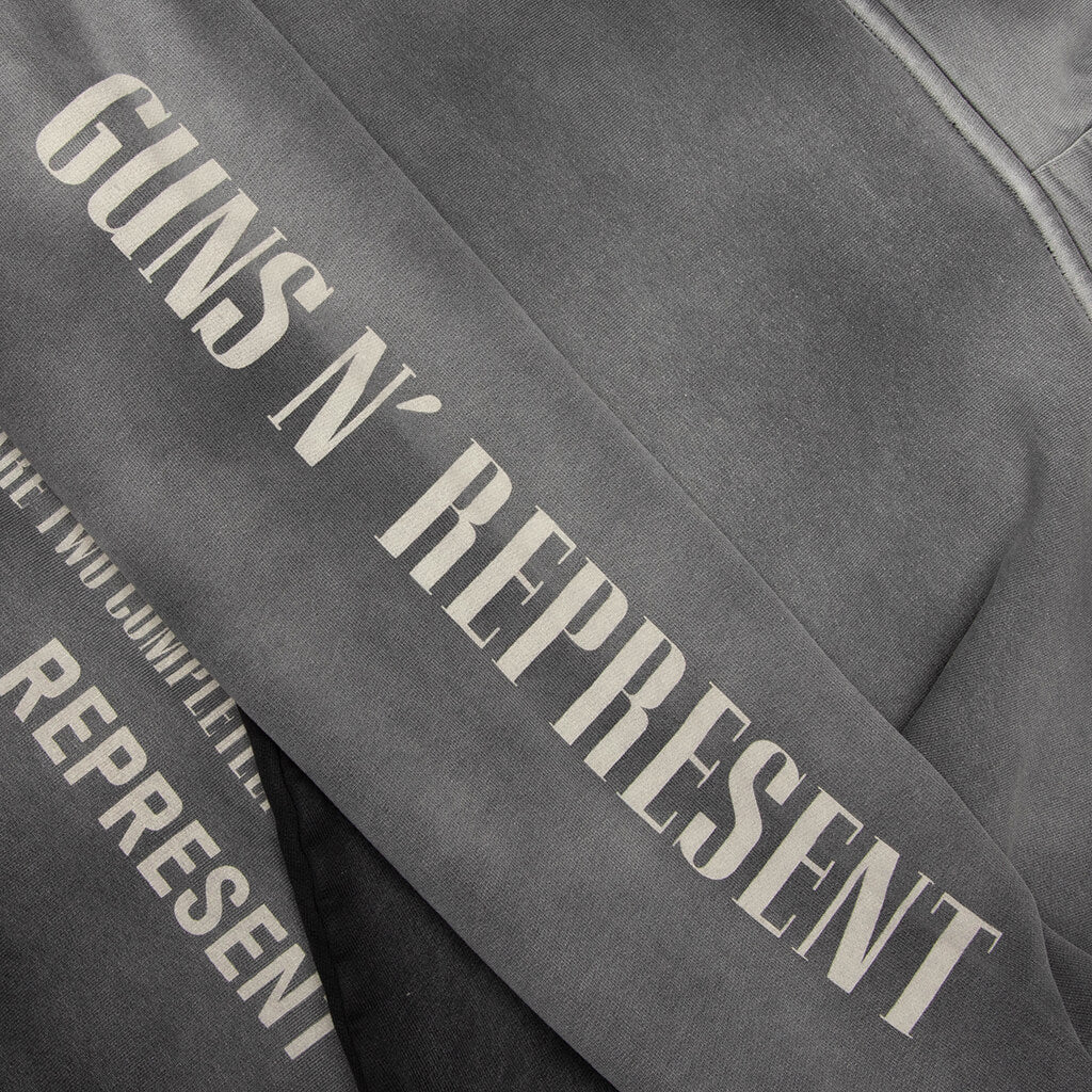 Represent x Guns N' Roses Cross Zip Through Hoodie - Stained Black