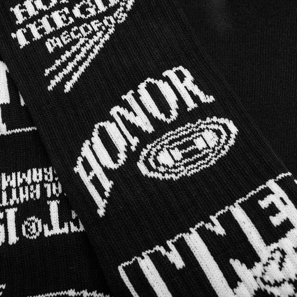 Mixed Graphic Ribbed Sock - Black
