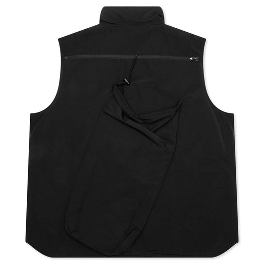 Multi-Pocket Zipped Down Vest - Black