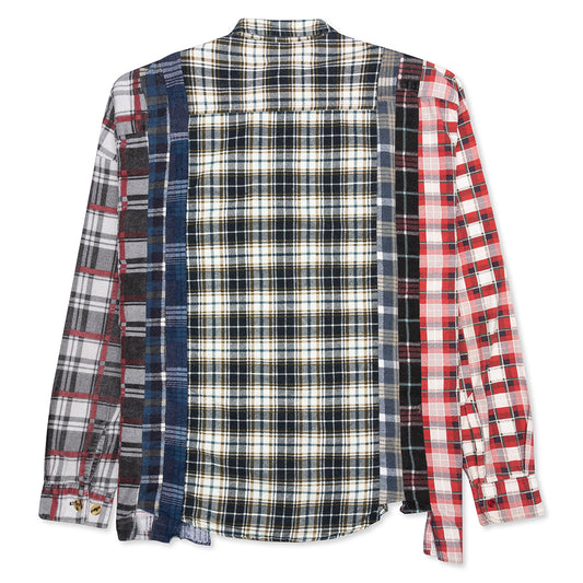 7 Cuts Wide Flannel Shirt - Cyan/Black