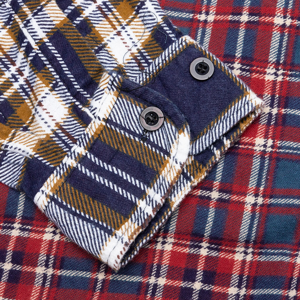 7 Cuts Wide Flannel Shirt - Red/Navy