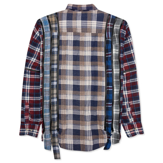 7 Cuts Zipped Wide Shirt - Blue/Tan