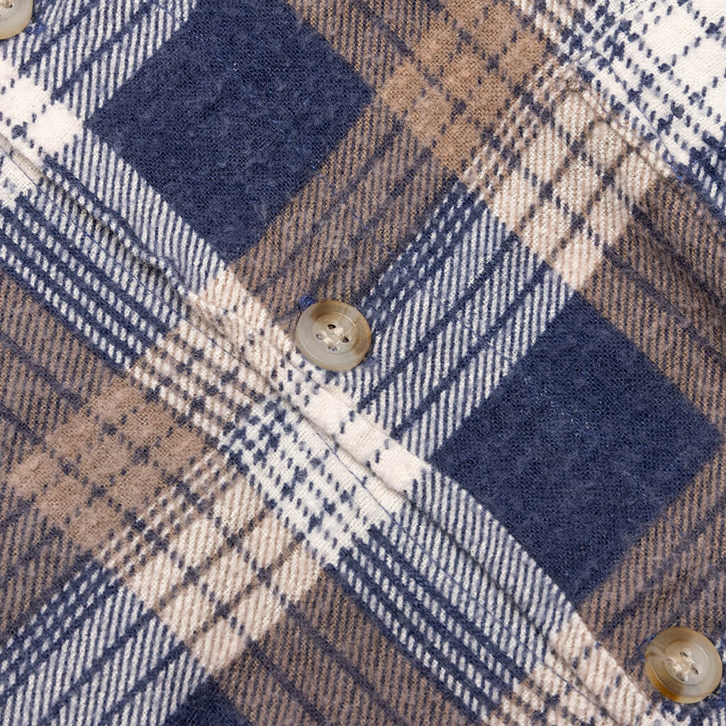 7 Cuts Zipped Wide Shirt - Blue/Tan
