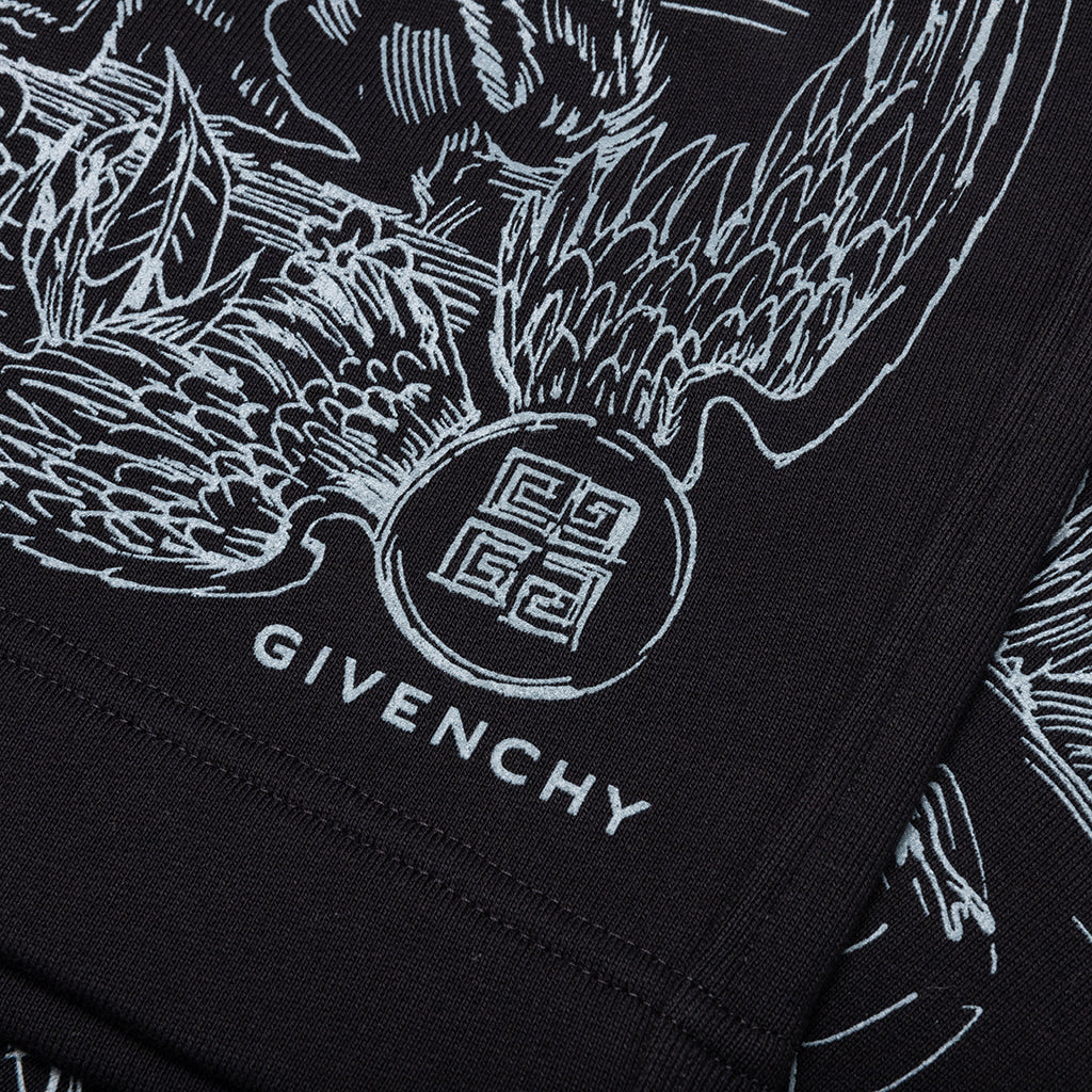 Wolf Print Board Shorts - Black