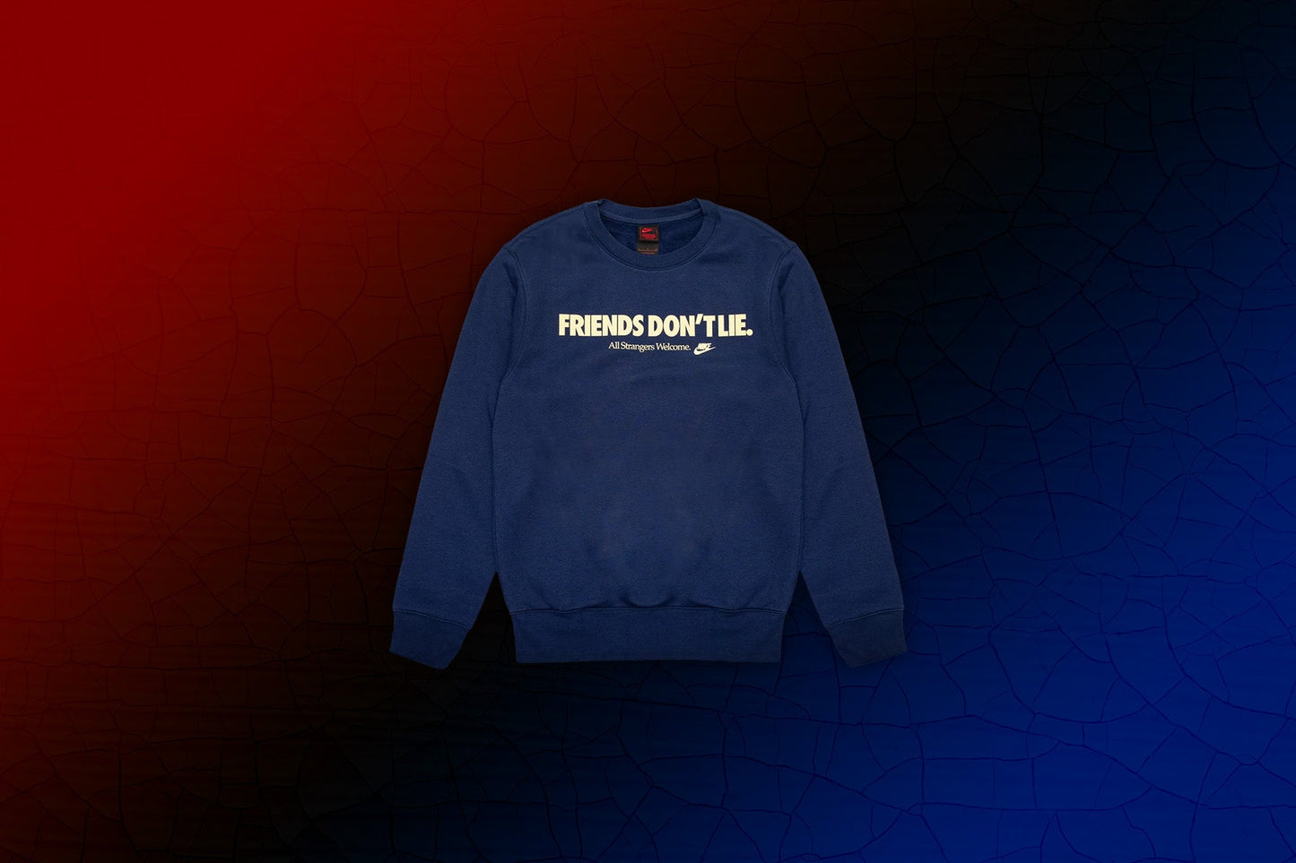 Nike x Stranger Things Fleece Crew - Midnight Navy/Soft Yellow