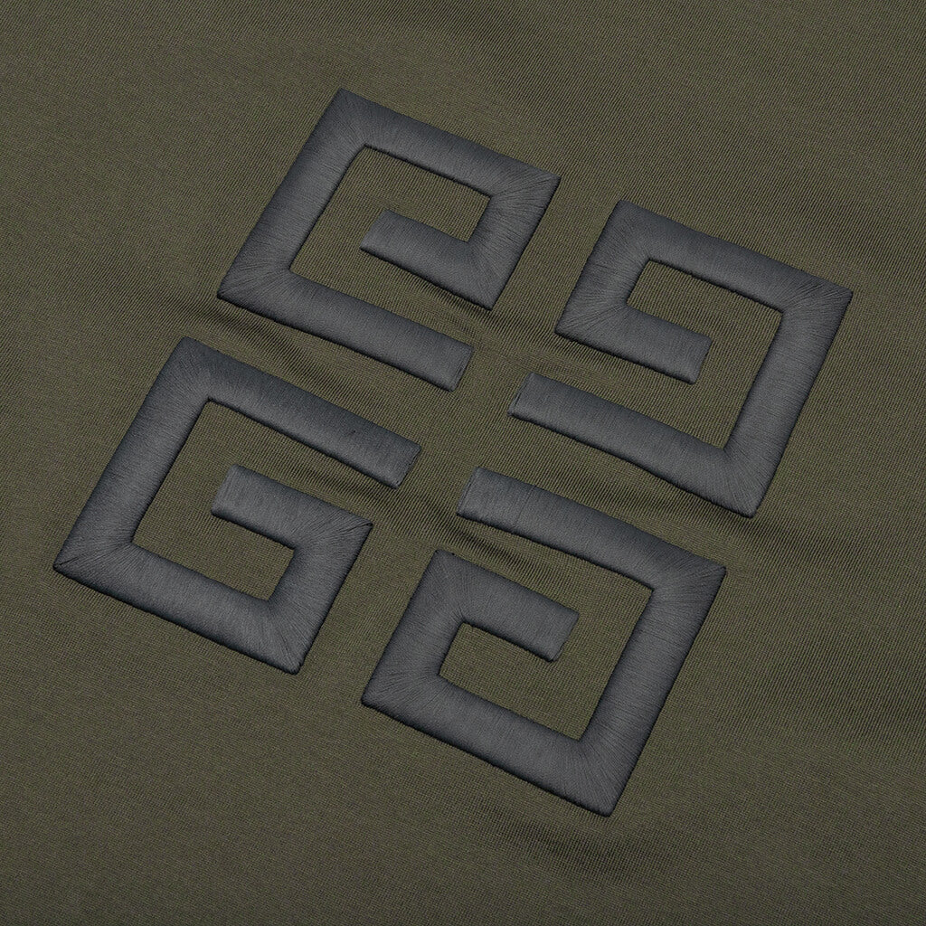 Oversized Fit Givenchy Embroidery T-Shirt - Greyish Green