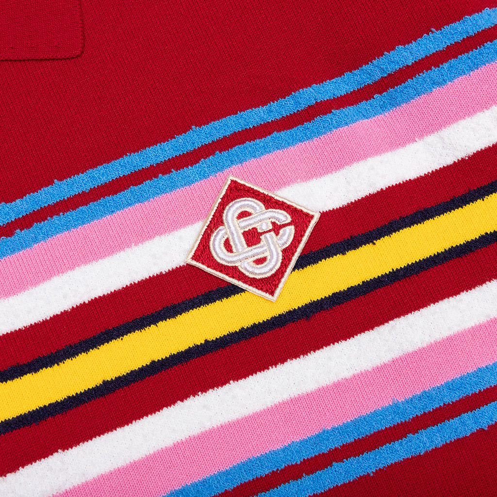 Oversized Striped Polo - Multi Dark Red