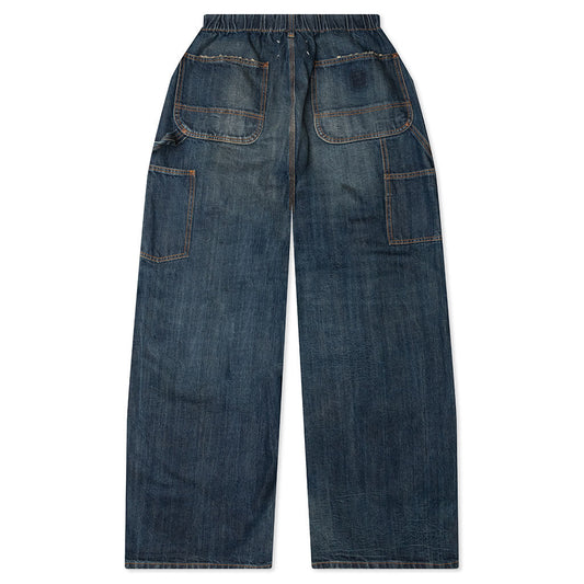 Wide-Leg Denim Pants - Blue Wash