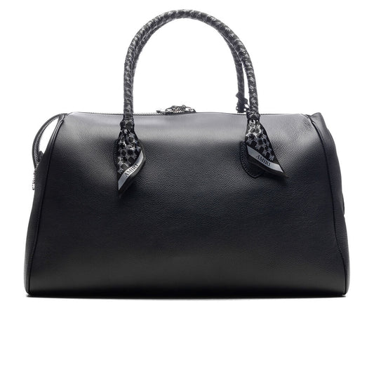 Pebbled Leather Weekender Bag - Black