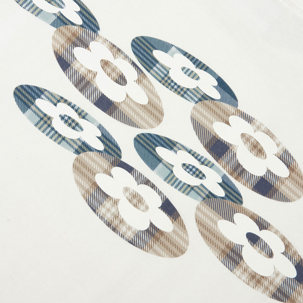 Plaid Two Flower Tee - White