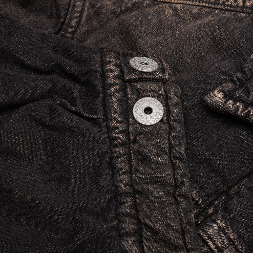 Puffer Denim Jacket - Black