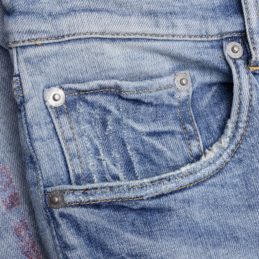 P001 - Light Indigo Embroidery Punch P Plaid