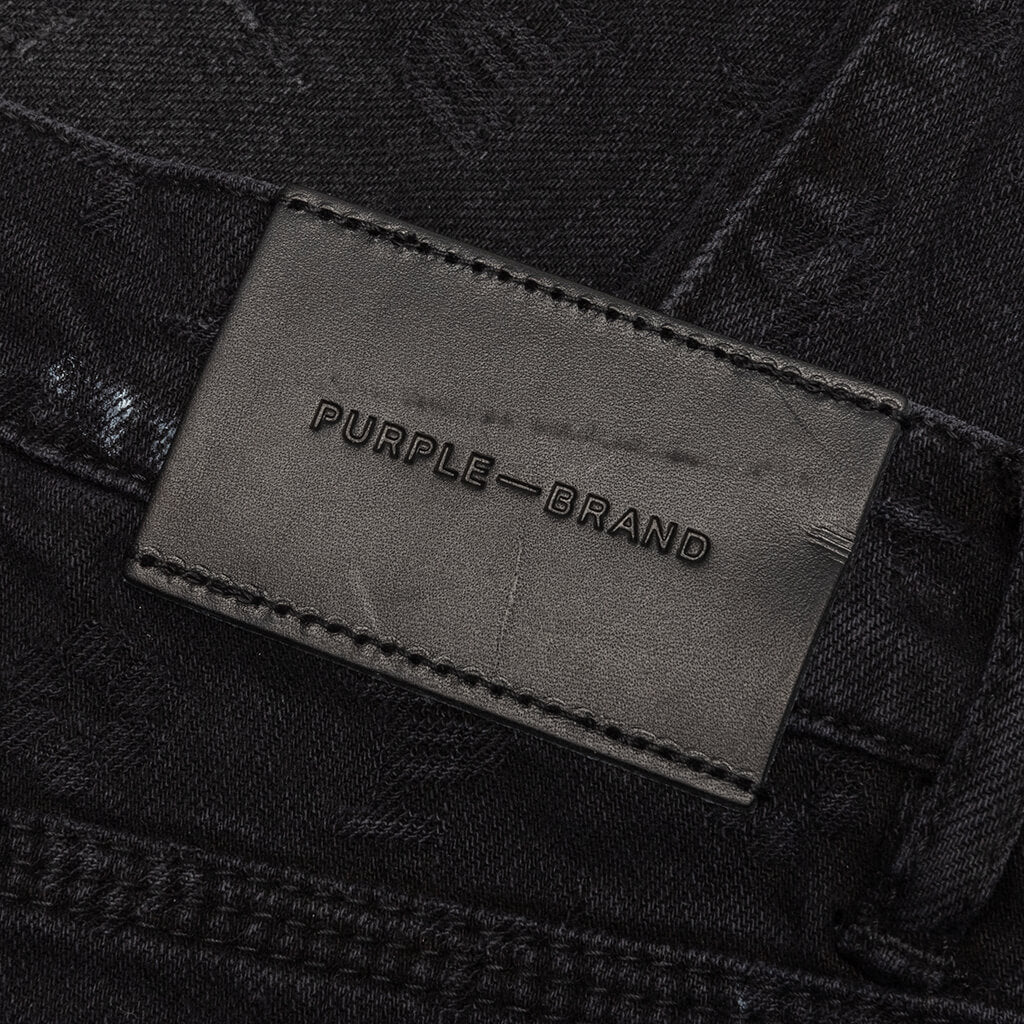 P001 - Black Paint Knee Slit Jacquard Monogram