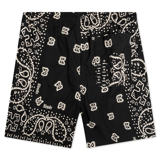 Bandana Print Swim Short - Black/White
