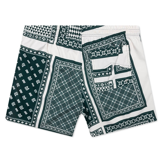Card Print Swim Trunk - Green/White