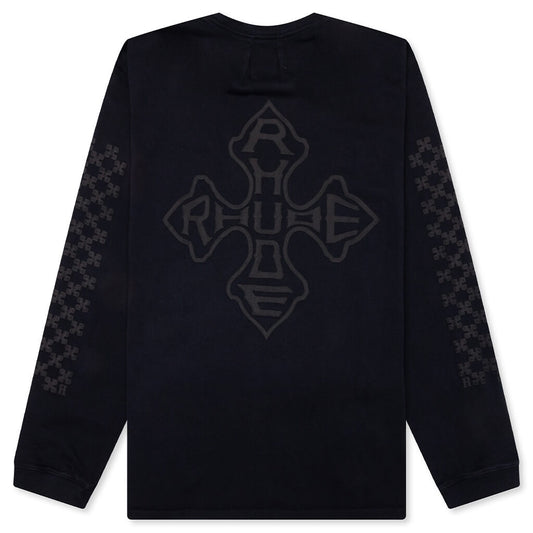Rhude Cross Logo L/S Tee - Vintage Black