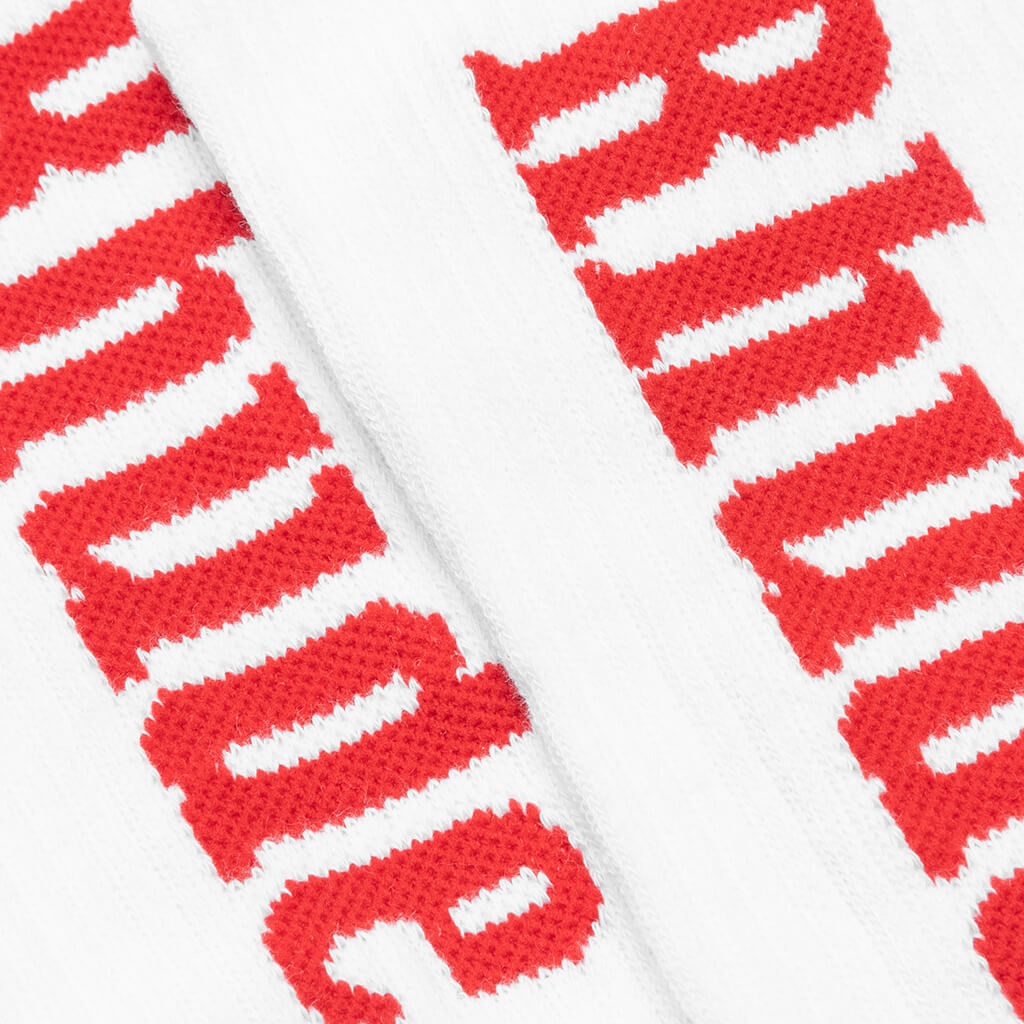 RH Vertical Logo Sock - White/Red