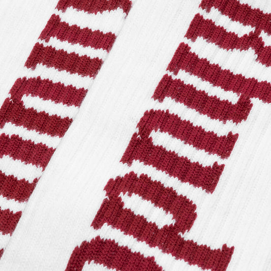 Rhude Vertical Logo Sock - White/Maroon
