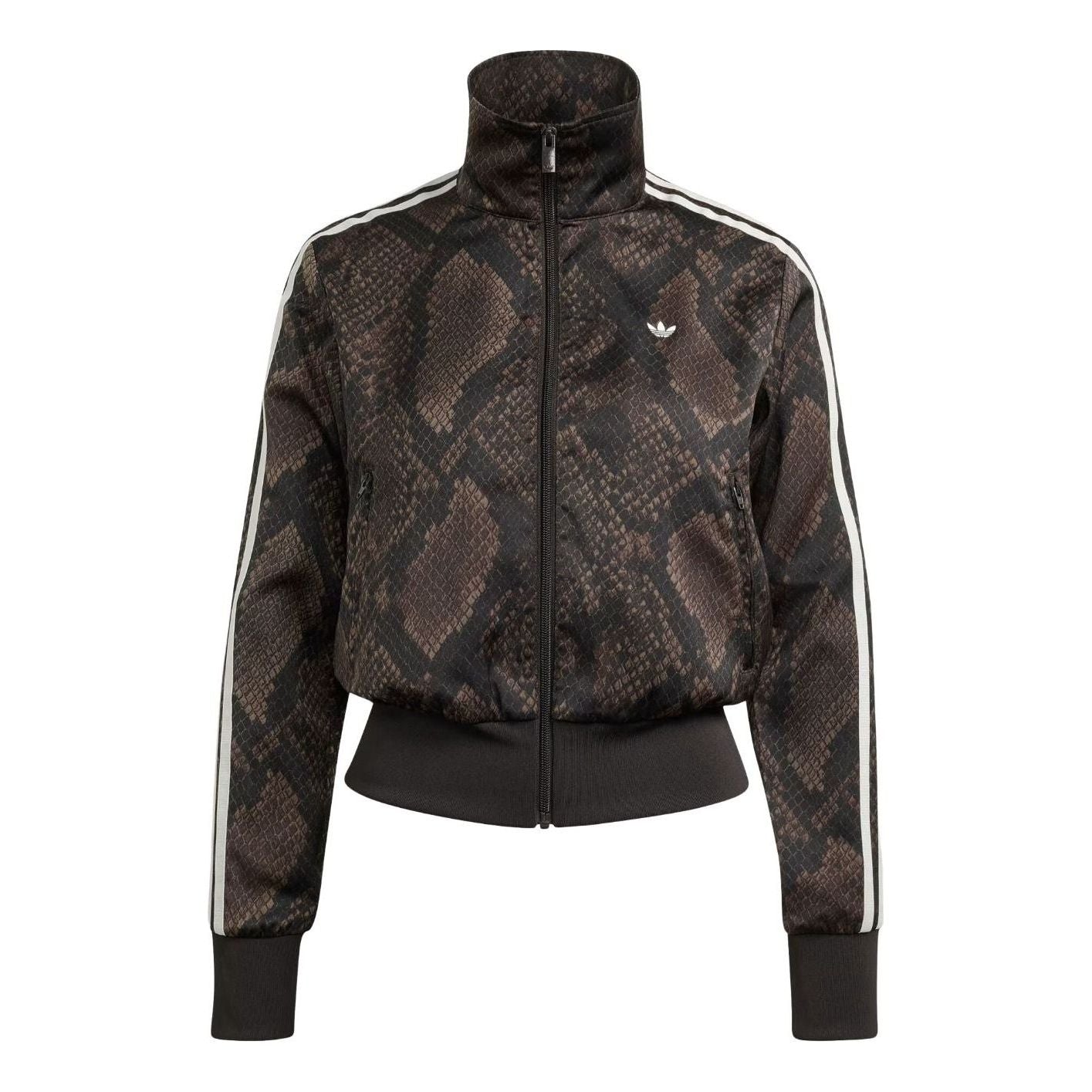 (WMNS) adidas Satin Snake Print Firebird Track Jacket Asia Sizing 'Earth Strata Aurora Coffee' KX1884
