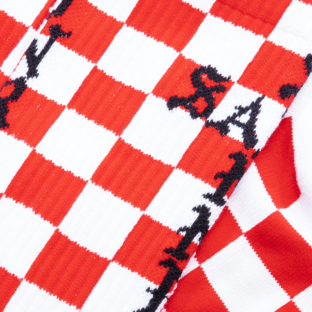 Saint Sinner Checker Socks - White/Red