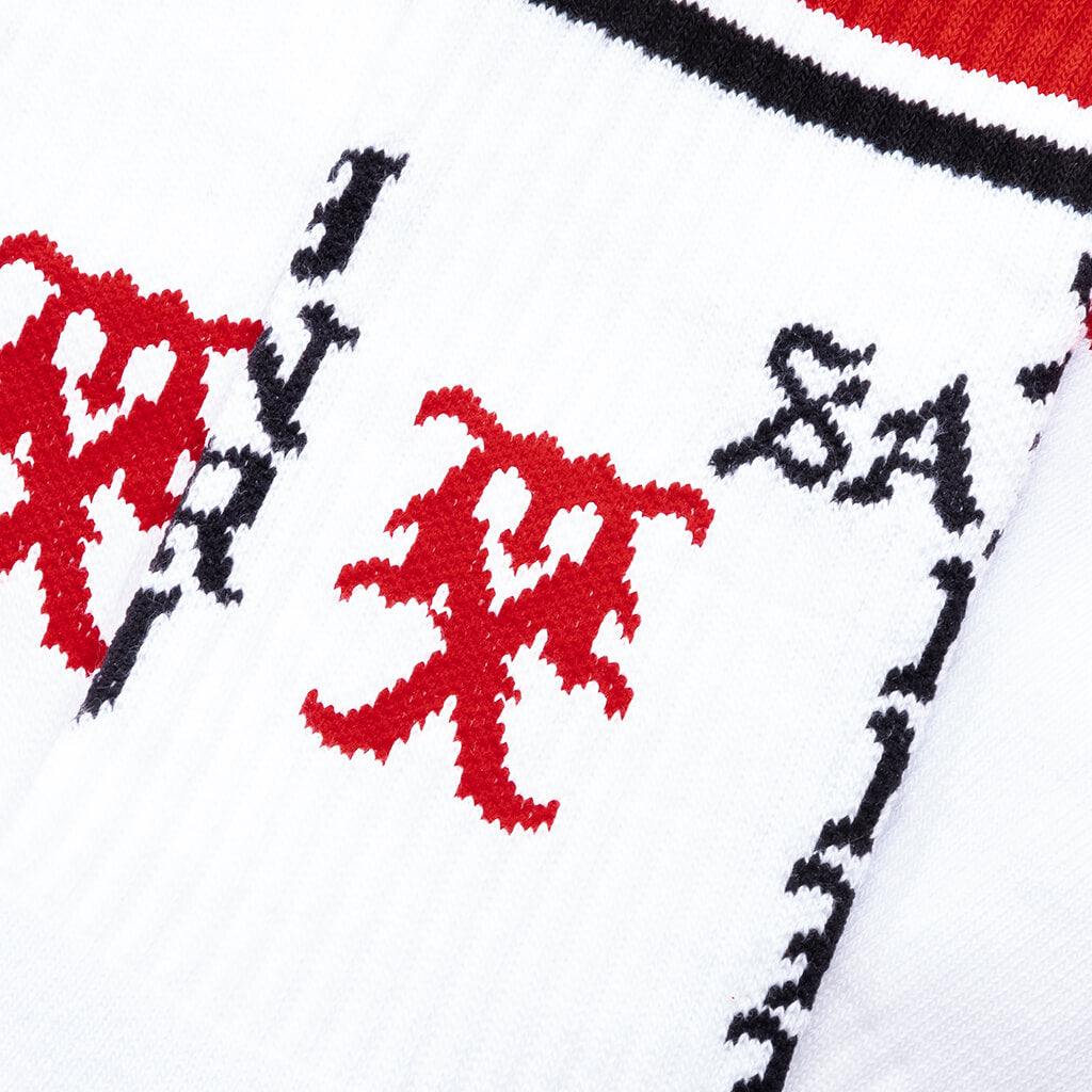 Saint Sinner Socks - White/Red