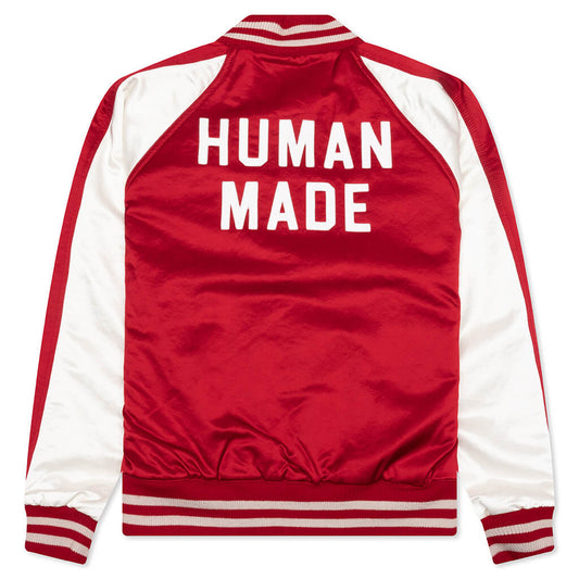 Satin Stadium Jacket - Red