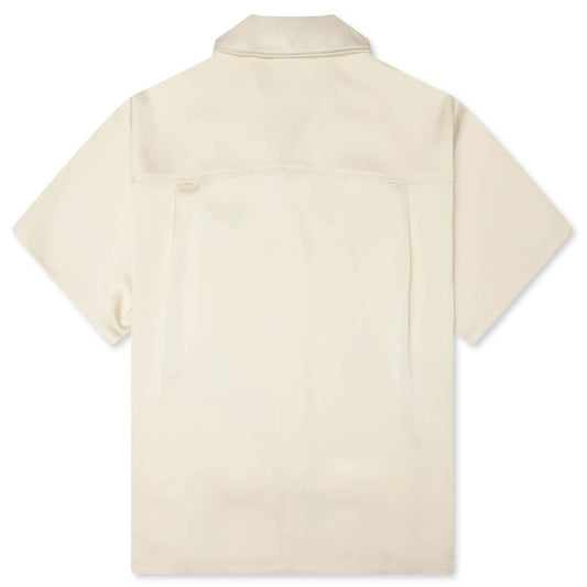 Satin Chest Logo Camp Collar - Sand