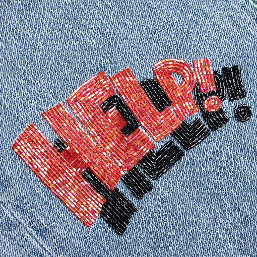 Sham Hand-Beaded Double-Wide Denim - Indigo