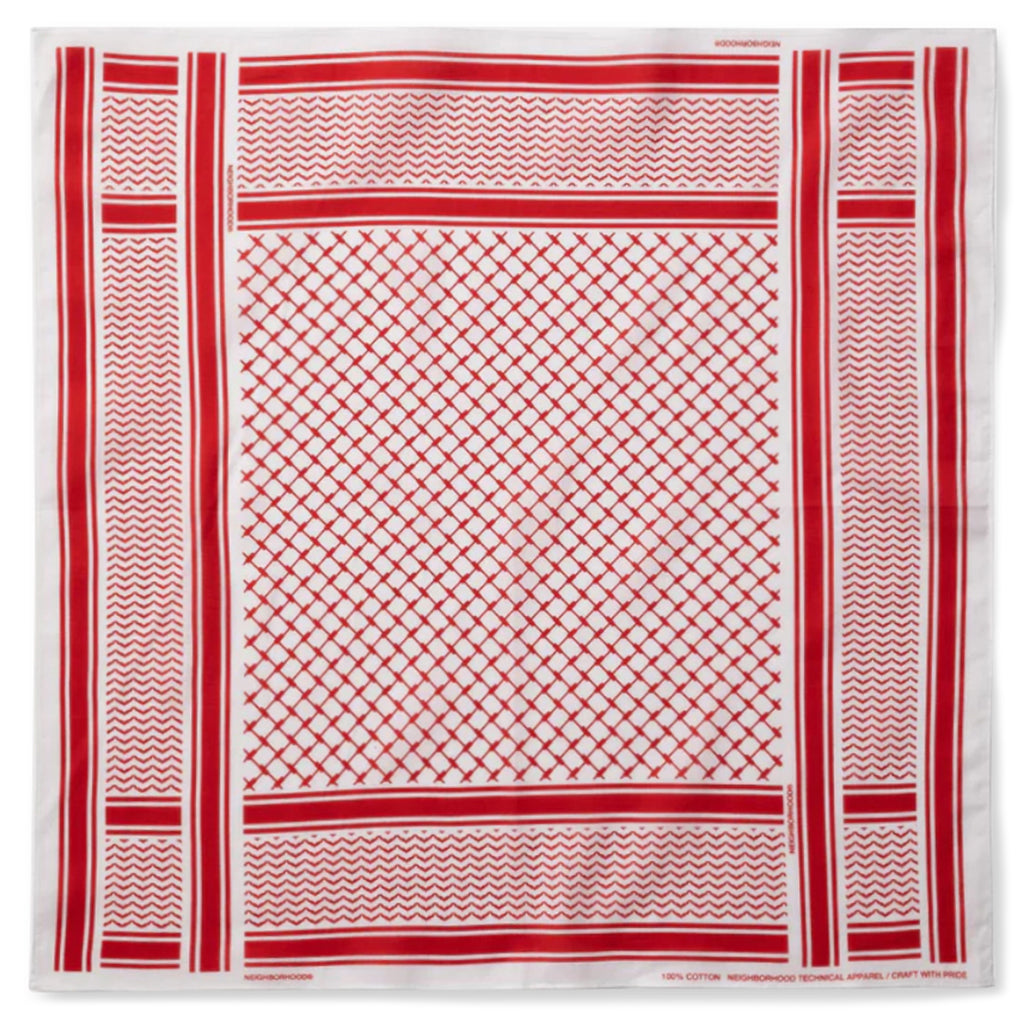 Shemagh Pattern Bandana - White/Red