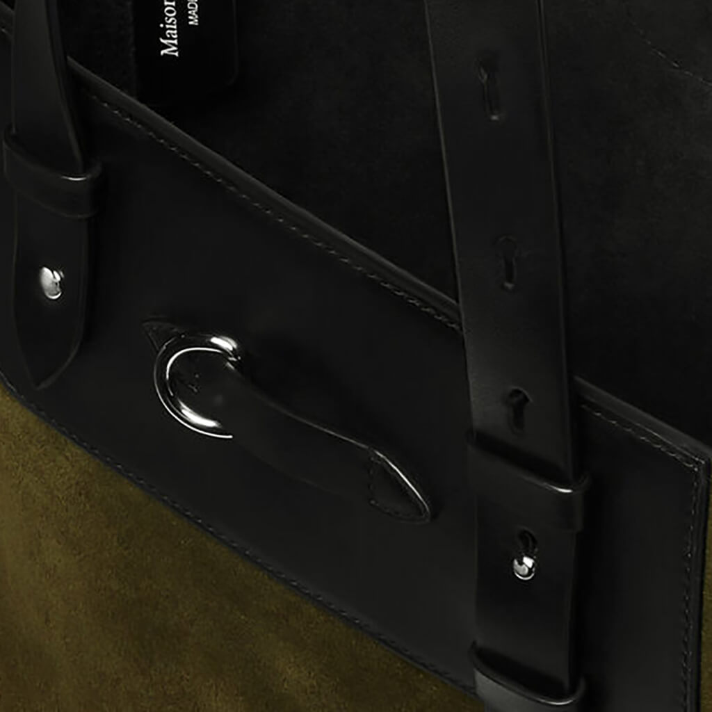Vertical Shopping Bag - Khaki/Black