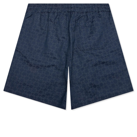 Shiny Monogram 72 Denim Bermuda Shorts - Grey/Blue