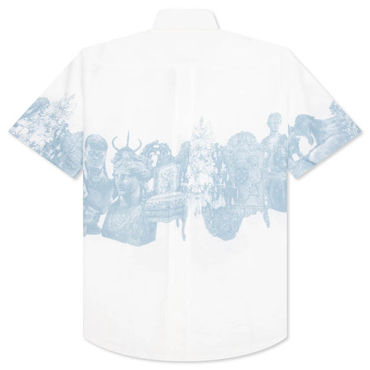 Linen Shirt with Hubert Objects Print- Blue/White