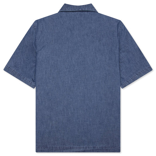 Logo Embroidered Short-Sleeve Shirt - Denim Blue