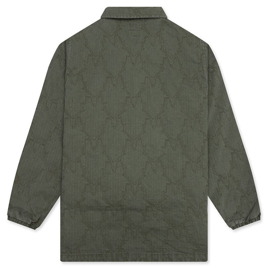 Coach Jacket - Skull Quilting Herringbone Olive