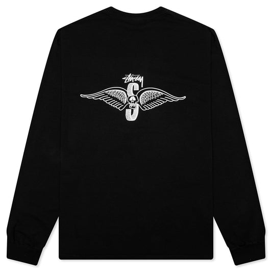 Skull Wings Pigment Dyed L/S Tee - Black