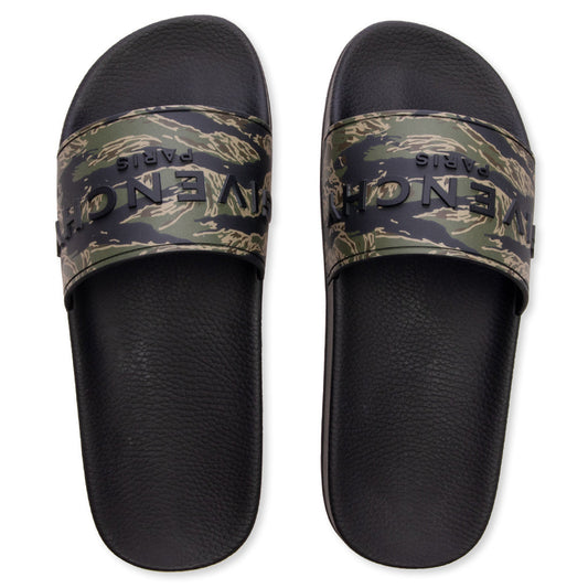 Slide Flat Sandals - Black/Khaki