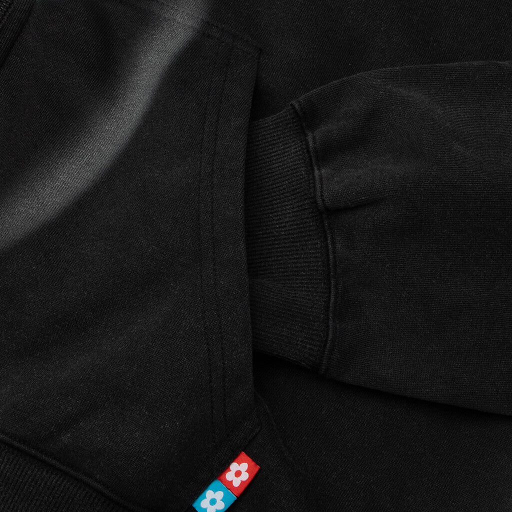 AirBrush Flower Zip-Up Hoodie - Black
