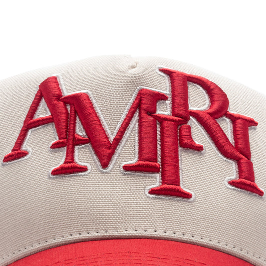 Staggered Amiri Canvas Hat - Alabaster/Red