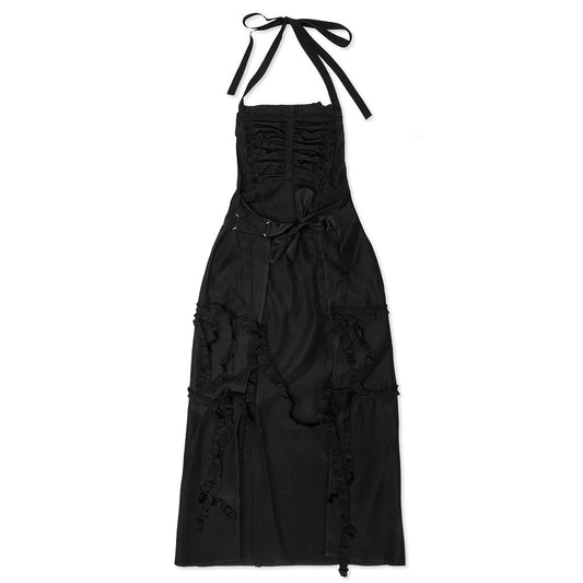 Silk Apron Stole Dress - Black
