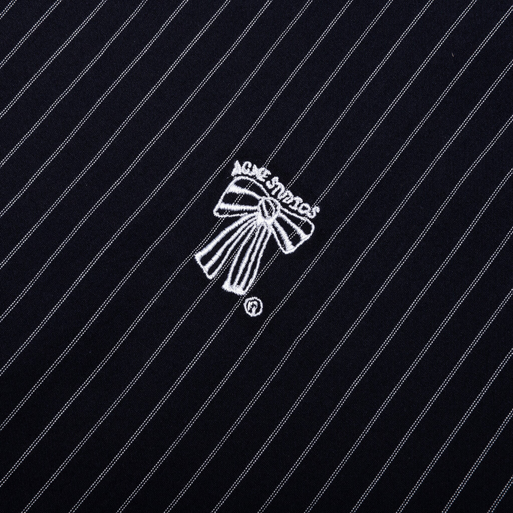 Stripe Button-Up Shirt - Navy/White