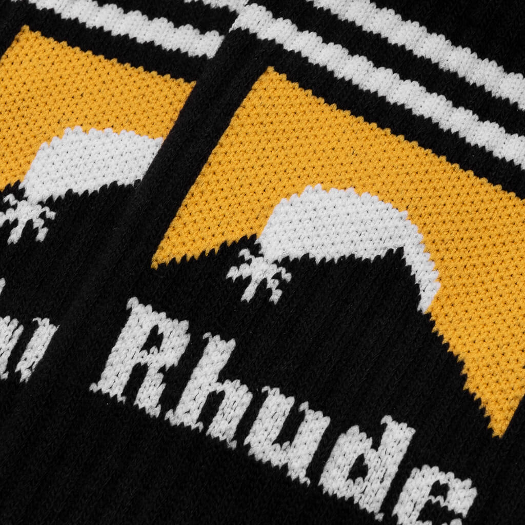 Striped Moonlight Sock - Black/White/Yellow