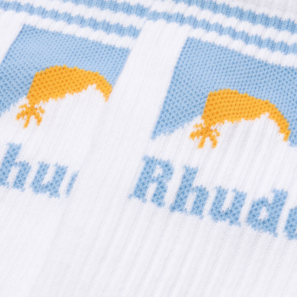 Striped Moonlight Sock - White/Blue/Yellow