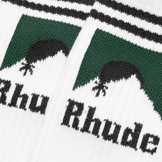 Striped Moonlight Sock - White/Navy/Green