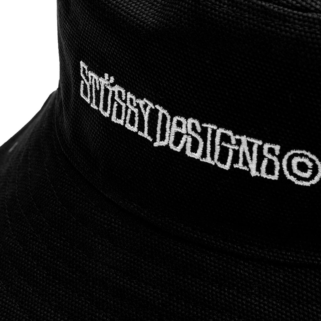 Canvas Wide Brim Bucket Hat - Black