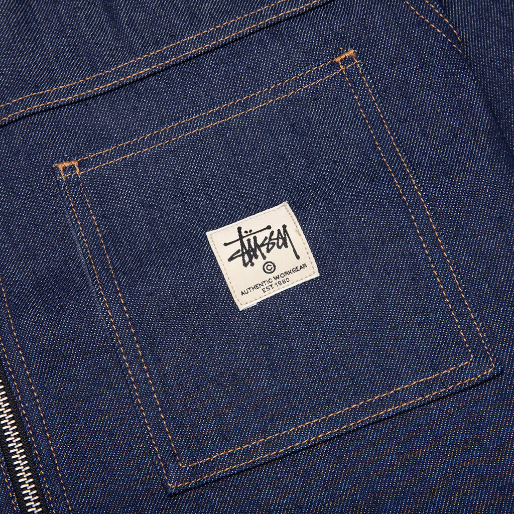 Denim Zip Up Work Shirt - Indigo
