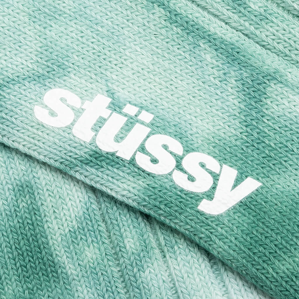 Dyed Ribbed Crew Socks - Green